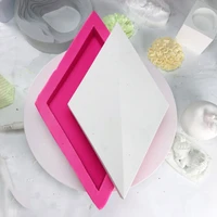creative rhombus geometric concrete silicone flower pot tray home decor cement tile making mould diy aromatherapy ceramic crafts