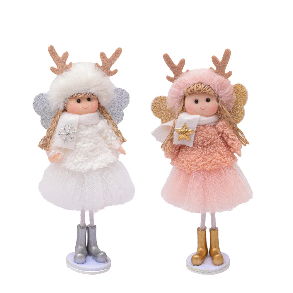 Рождественская поза стоя розовые и белые рога подарок для девочки ангел подвеска