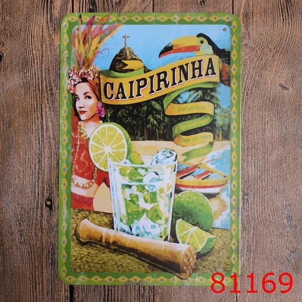 

1 шт. 20*30 см Caipirinha винтажная металлическая живопись оловянные знаки настенная художественная наклейка Плакаты для дома Кафе KTV бар домашний ...