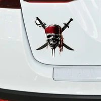 accessories creative waterproof pvc car stickers decor motorcycle decals pirate skull cranium knives decorative 16cm16cm