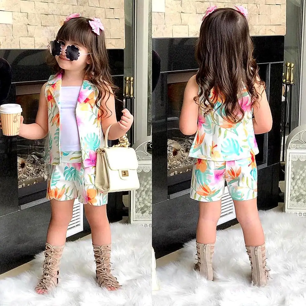 Летние комплекты одежды в европейском и американском стиле жилет с цветами +