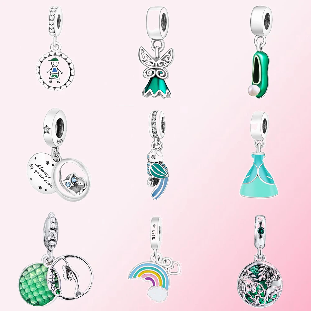 2019 100% Стерлинговое Серебро 925 пробы Классическая зеленая юбка Шарм подвеска