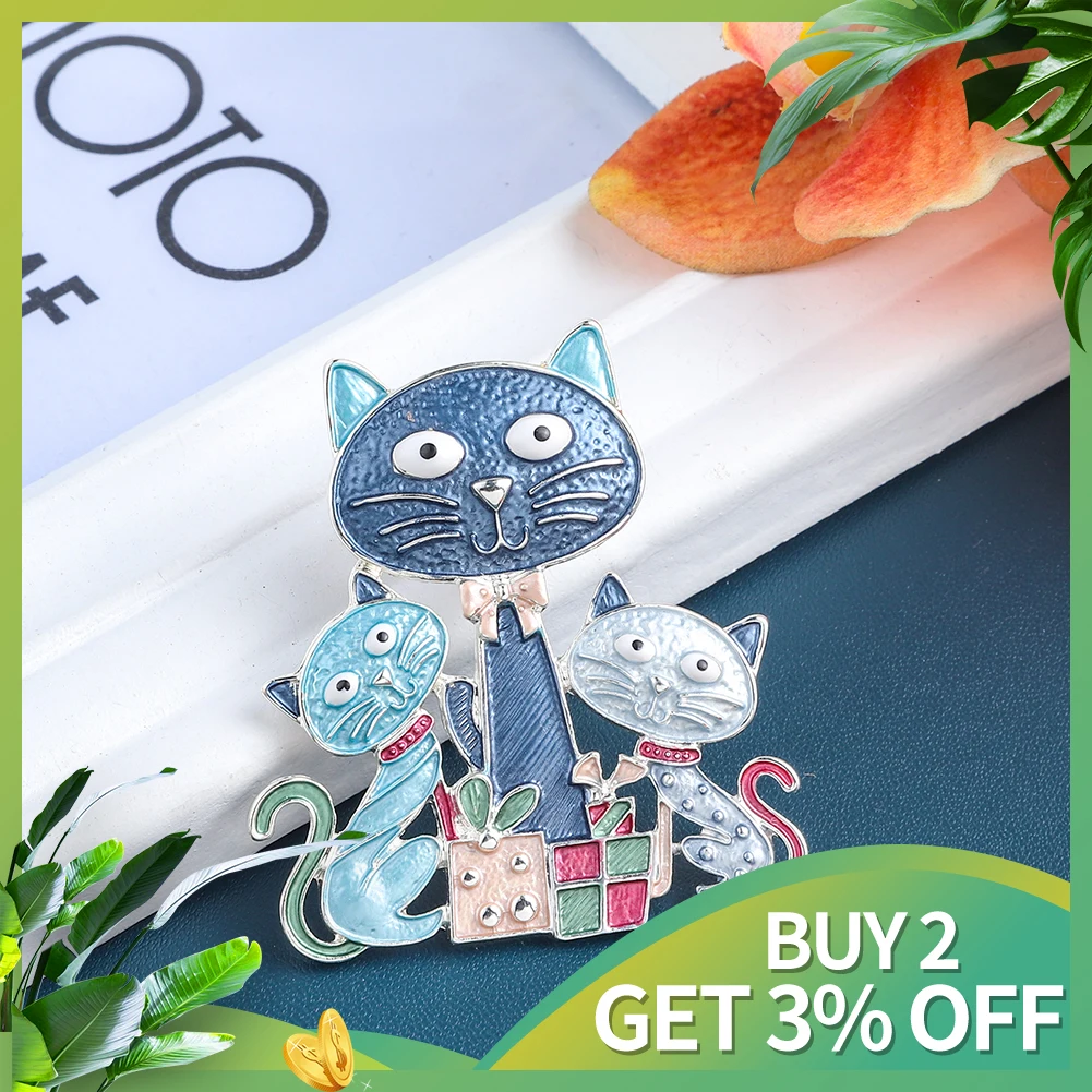 MeiceM красочная эмалированная Милая кошка Магнитная Пряжка Брошь шерстяная одежда