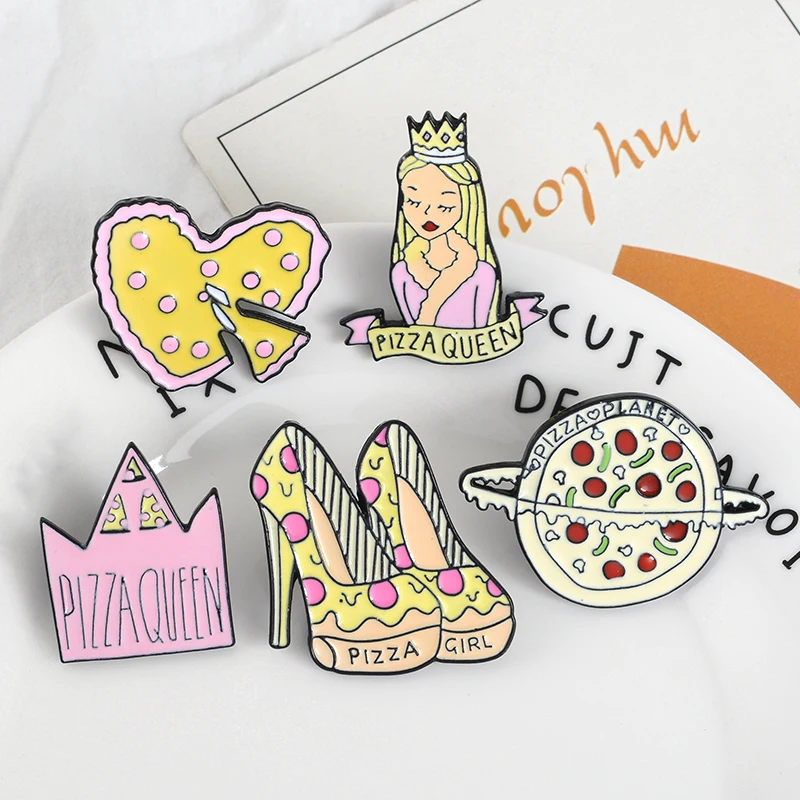 Королева пиццы Мультфильм милая девушка розовый Высокий каблук сердце Корона