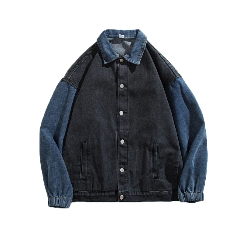 Куртка мужская демисезонная из денима однобортная свободная уличная одежда с