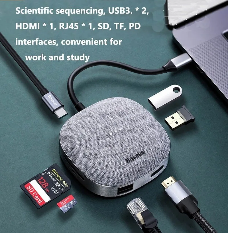 

Xiaomi Youpin Product 7in1 Type-C Multi-function Dock Gigabit USB 3.0 RJ45 Network Port SD TF PD Power Supply Charging
