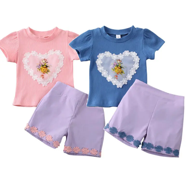 

Одежда для новорожденных девочек, комплекты детской одежды, летний наряд, хлопковая Футболка с цветочным принтом, брюки, шорты, одежда