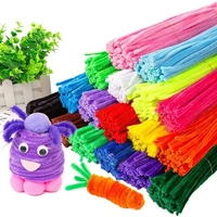 hs1 100pcs kids creative colorful diy plush chenille sticks chenille stem pipe cleaner stems educational toys crafts for