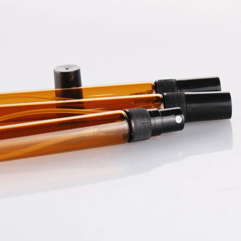 100 шт./лот пустая бутылка с распылителем 10 мл янтарные бутылки для эфирных масел