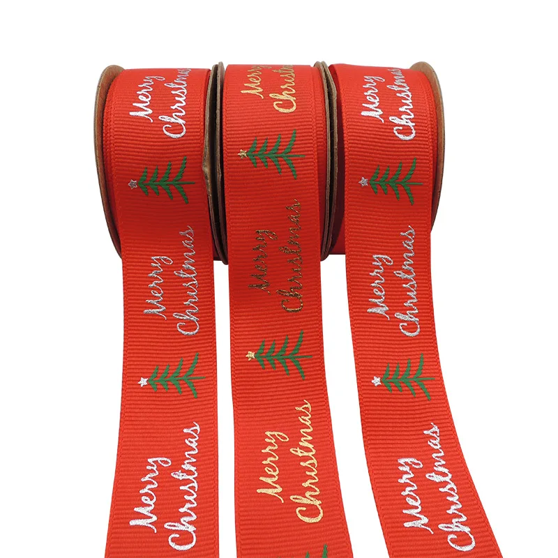 

2.5cm 10Yards Gold/Silver Christmas Ribbons For Gift Wrapping Wedding Decoration Hair Bows DIY Christmas Tree Ribbon