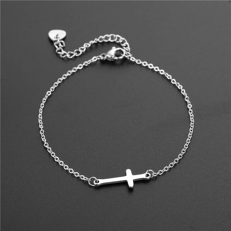 

High Quality Simple Punk Style Stainless Steel Cross Bracelet Couple Friend Gift Bracelet Valentine's Day Jewelry Wholesale