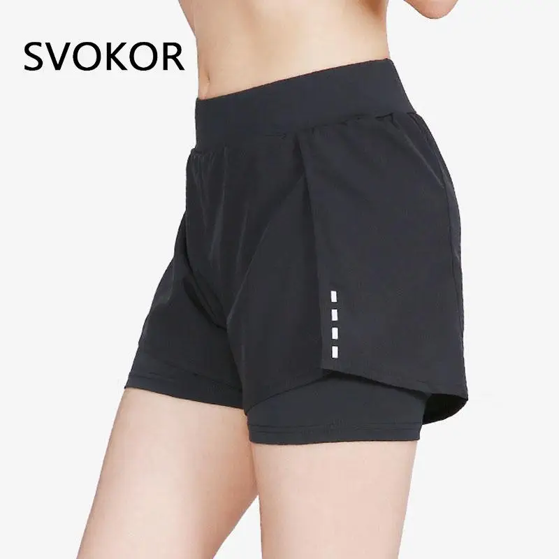 

Спортивные шорты SVOKOR с двойным слоем, женские летние шорты с высокой талией для спортзала и фитнеса, повседневные спортивные штаны для бега,...