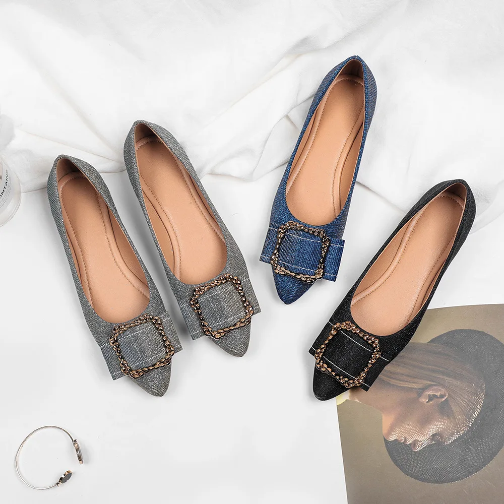 Женская обувь на плоской подошве с острым носком повседневные лоферы квадратной