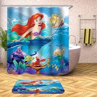 35cartoon mermaid shower curtain sea world waterproof bath curtains for bathroom bathtub bathing cover large wide 12pcs hooks