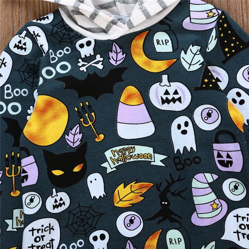 Костюм детский хлопковый с капюшоном и принтом в виде тыквы летучей мыши |