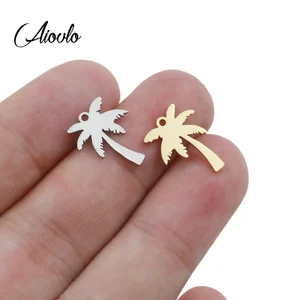 5 шт.лот 14x17 мм подвеска Пальма дерево из нержавеющей стали кокосовые пальмы Подвески для изготовления ювелирных изделий Подвески кокосовое дерево