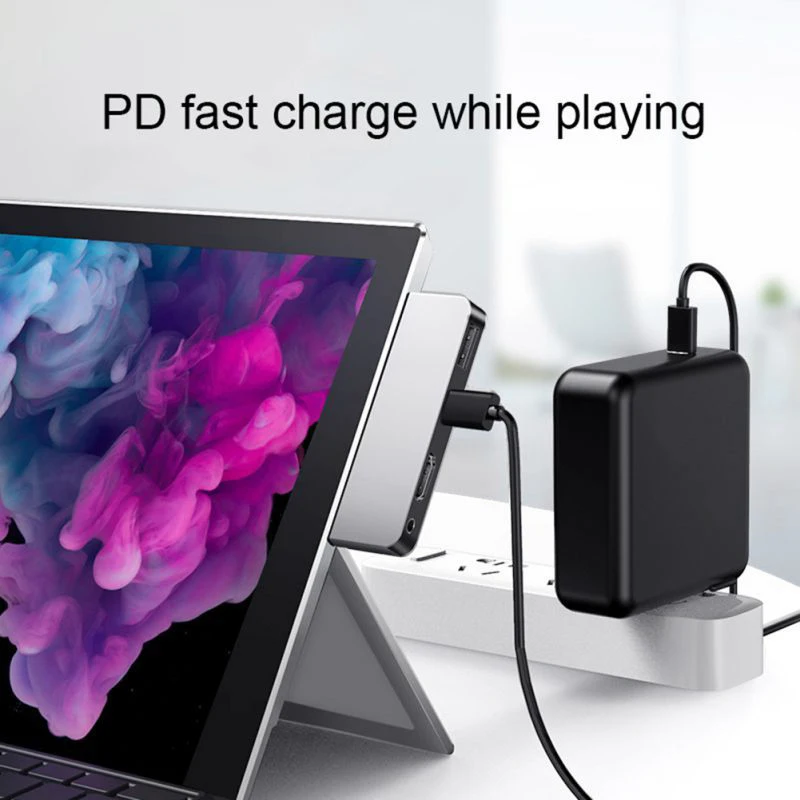 Док станция 4 в 1 USB хаб адаптер для наушников Surface Go практичный порт 3 0 Type C HDMI 5 мм| |