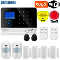 tuya 1 7 inch tft screen wifi gsm smart home burglar security alarm system motion detector app control smoke door sensor