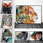 Картина на холсте для гостиной, с изображением животных, тигра и льва