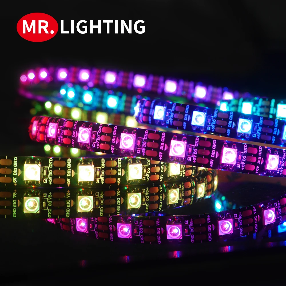 

Светодиодная ленсветильник Smart pixel 1m/2m/3m/4m/5m WS2812B 30/60/144 пикселей/светодиод/м; WS2812 IC;IP30/IP65/IP67, светодиодная лента DC5V