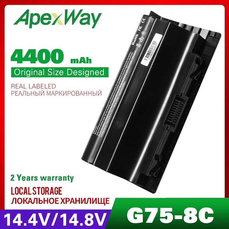 ApexWay 4400mAh 14 4 V Аккумулятор для ноутбука ASUS G75 G75VW G75V3D G75V G75VX G75VM3D G75VM G753D G75VW3D 8 Cell|laptop