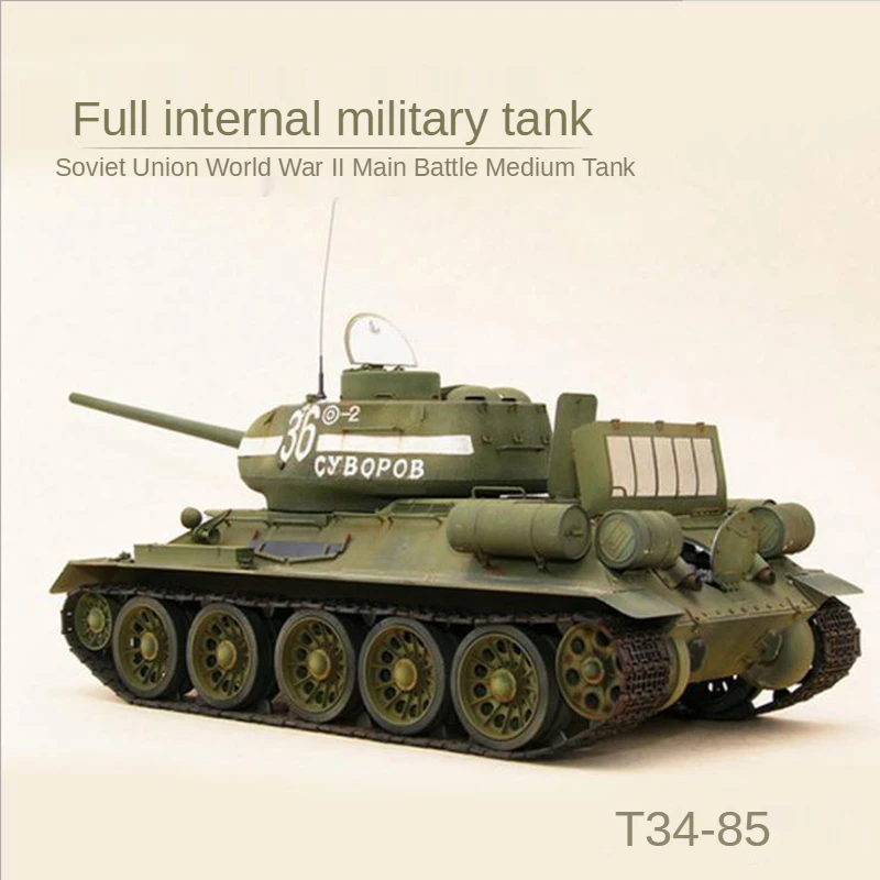 

World War II simulation tank model T-34-85 full internal assembly tank model 1/48