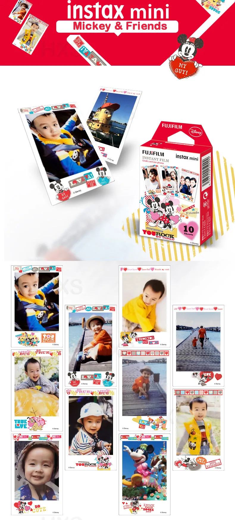 Подлинная Fujifilm Instax Mini 8 9 цветная фотобумага 10 шт. для Fuji 9 8 7s 50 90 25 70 Share SP-2 SP-1 Liplay мгновенная камера