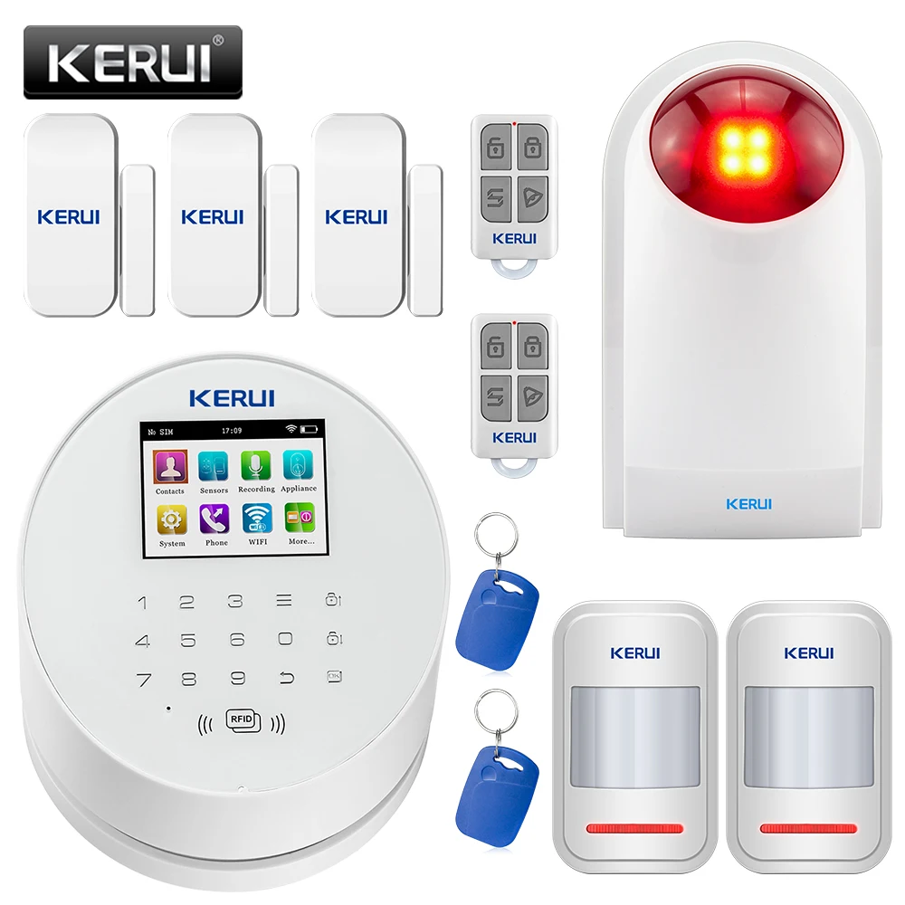 Система сигнализации KERUI W2 с поддержкой Wi Fi/GSM/PSTN 2 4 дюйма|Комплекты для