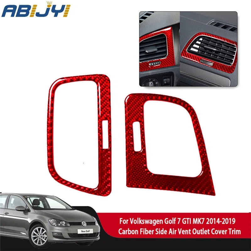

Для VW Golf 7 GTI MK7 2014-2019 автомобильные аксессуары интерьер углеродное волокно красные наклейки L & R боковой воздуховод 2 шт.