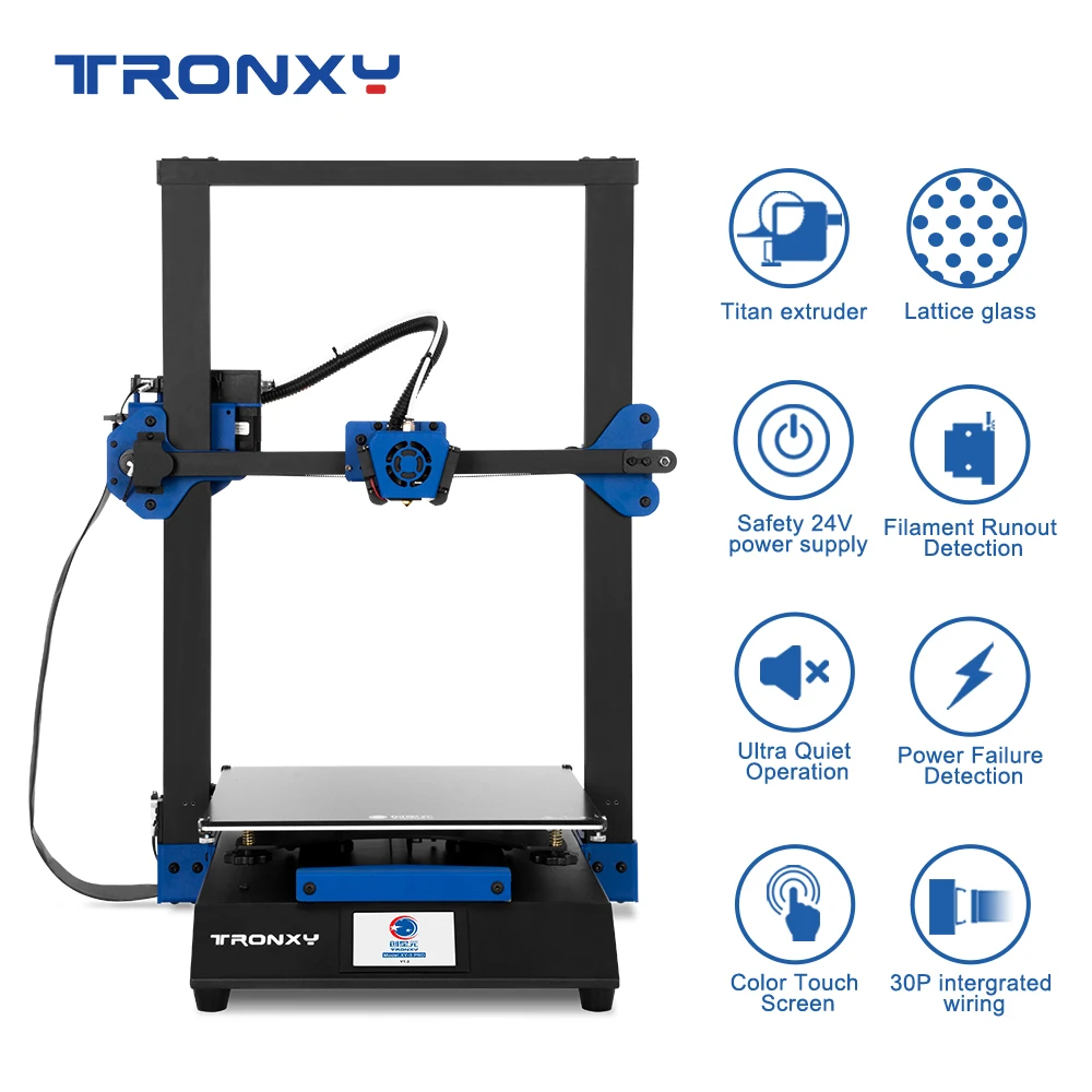 Tronxy XY-3 PRO 3D Printer Large Print Size Glass printer Silent Mainboard Titan Extruder aluminium profile impressora 3d
