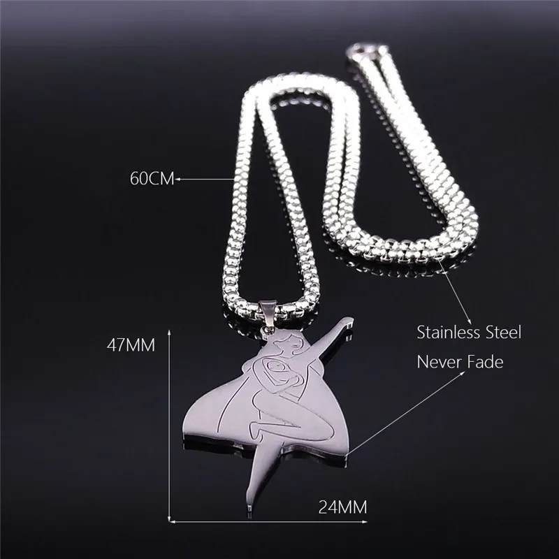 

Family Superwomen and Baby Stainless Steel Necklace Chain Silver Color Charm Necklaces Jewelry Gift collares mujer NXS01