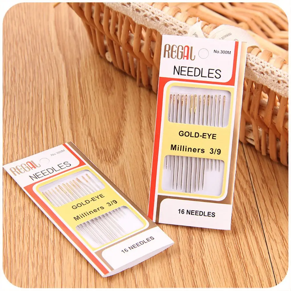 

16PCS/Bag Tail Gold Plated Stainless Steel Hand Sewing Needles Paper Box Package Home DIY Sewing Combination