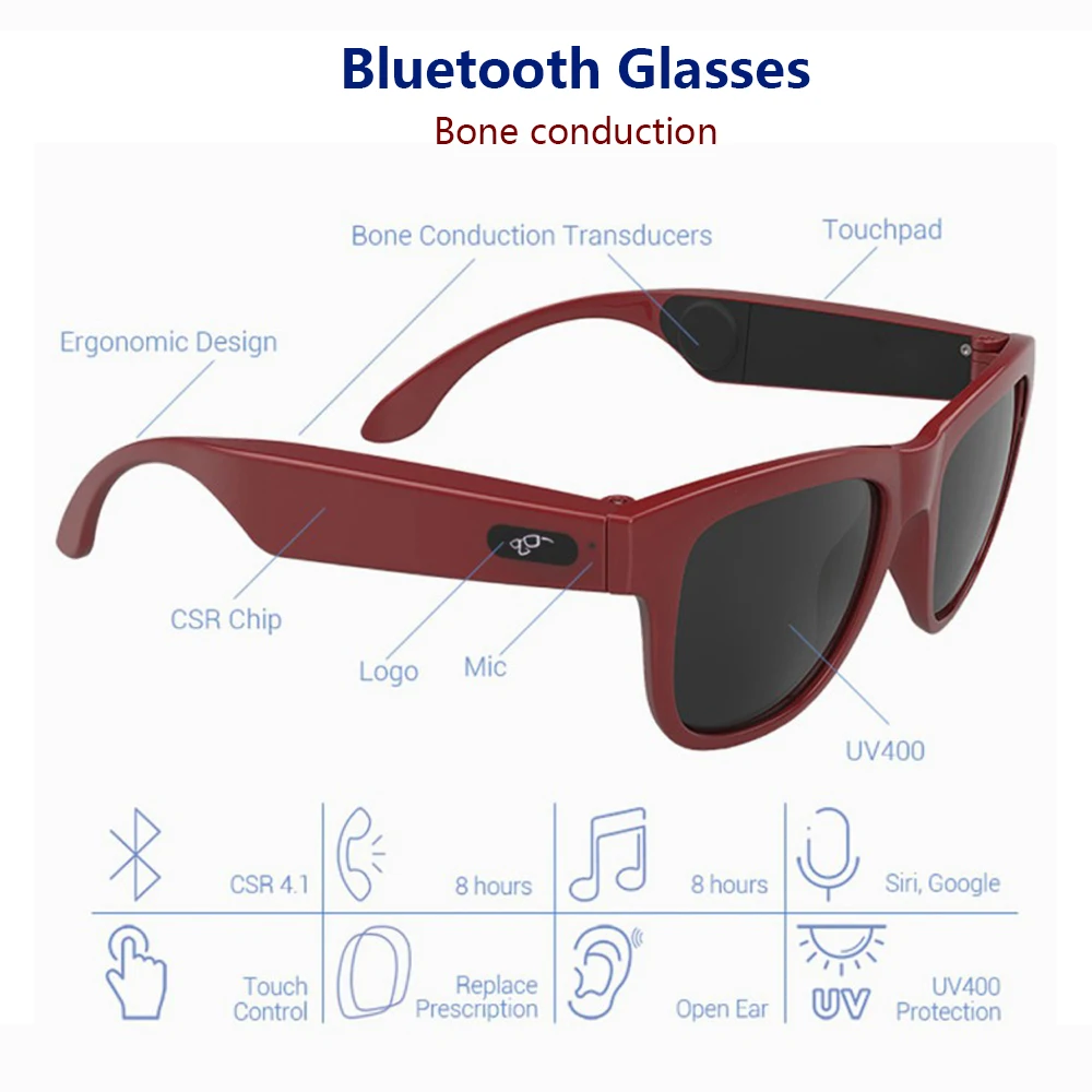 구매 스마트 블루투스 안경, 고급 스마트 선글라스, 자외선 차단 선글라스, 골전도 무선 헤드셋 마이크 안경