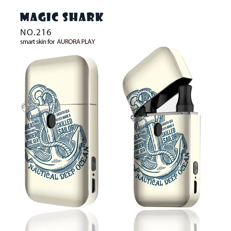 

Magic Shark Music is Fun Tiger Today is The Best Day Skull Motorcycle E Cigar Case Sticker Wrap Film for AURORA PLAY