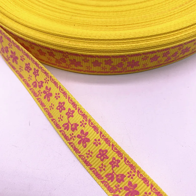 Ленты в рубчик с цветочным принтом 5 ярдов 15 мм | Дом и сад