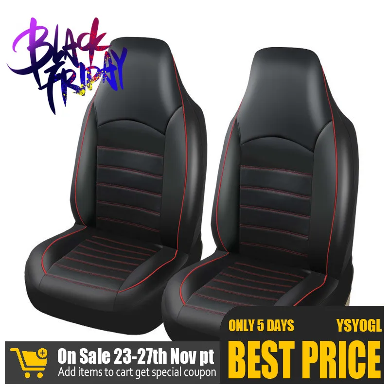 

2PCS PU Leather High Back Bucket Car Seat Cover Front Car Seat Covers Car Styling Auto Interior Car Seat Protector Universal
