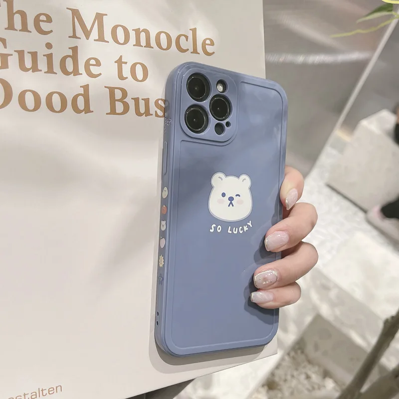 Cute iPhone 11 pro max case soft color painting anime phone covers for iPhone 11 12 pro max 13 XS XR 7/8 Plus