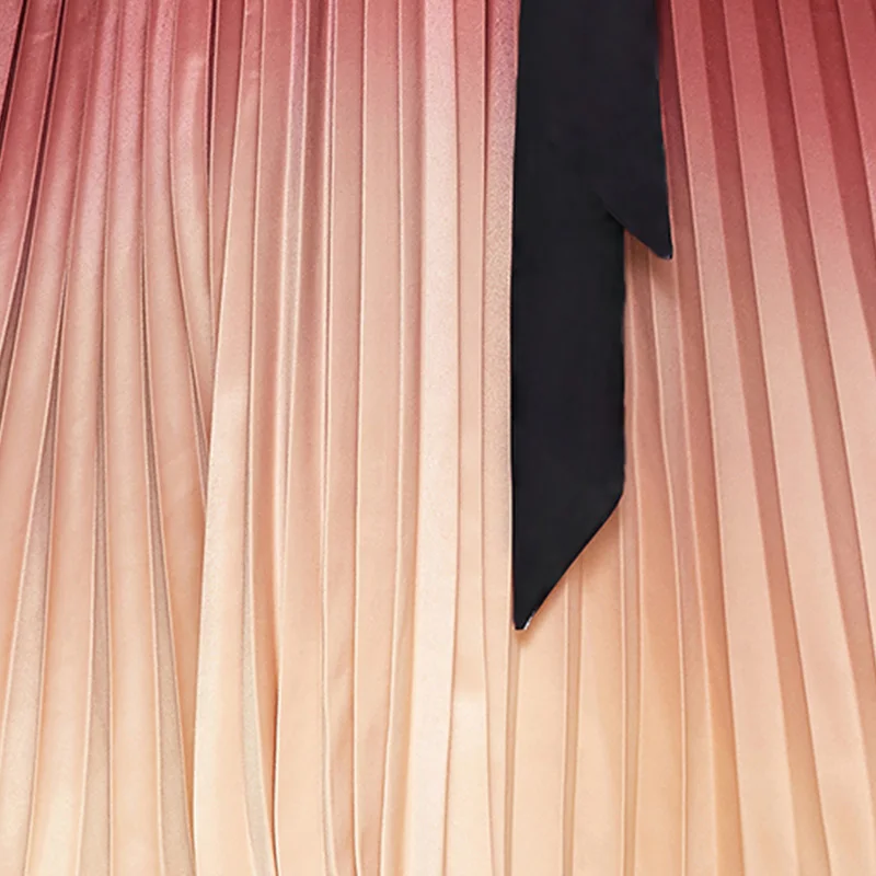 

YIZZHOY Autumn New Women Vintage Fake Two Piece Knitting Top Pleated Skirt Elegant Female A-line Slim Midi Dress with Belt