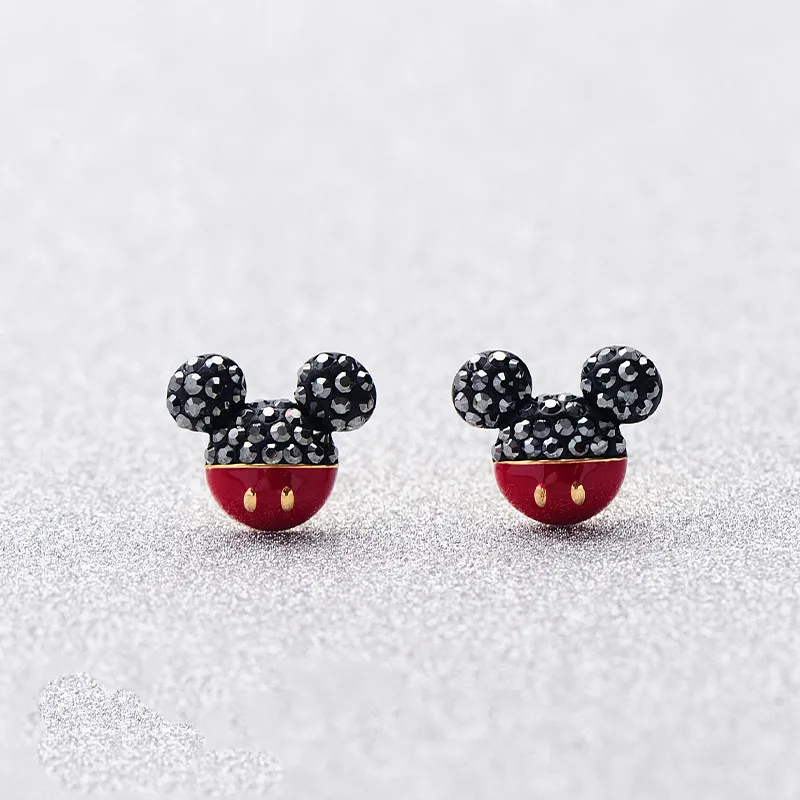 

Disney Cartoon Character Mickey Minnie Stud Earrings Female Swarovski Element Crystal Mouse Earrings