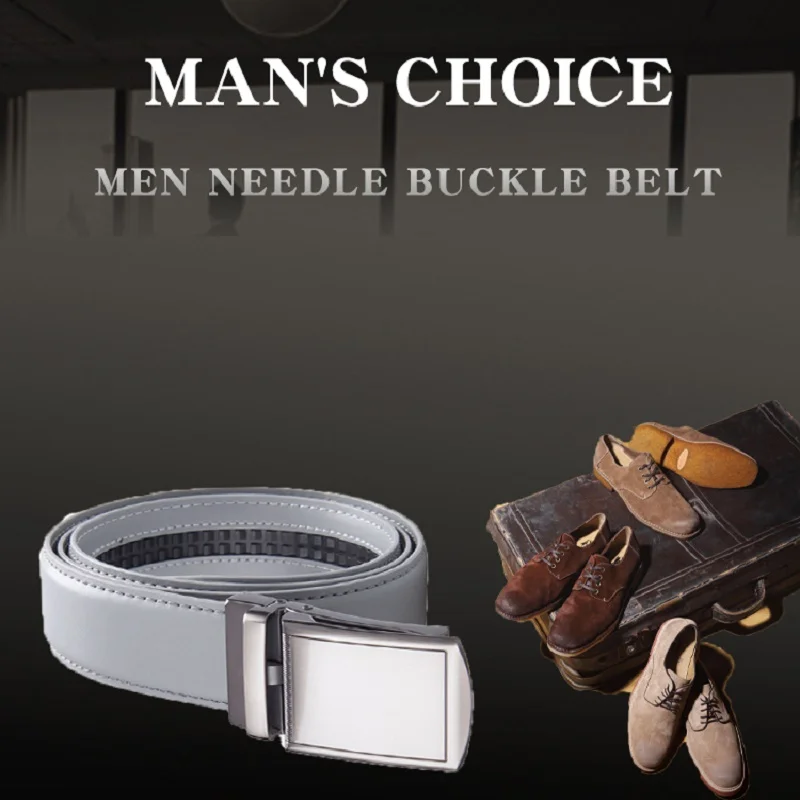 

Famous Brand Belt Men Top Quality Genuine Luxury Leather Belts for Men Strap Male Metal Automatic Buckle 3.5cm Gray Belt