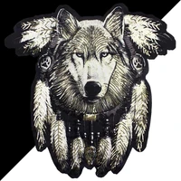 oversized fashion beads embroidered sequin applique clothing accessories wolf head applique sewing diy supplies