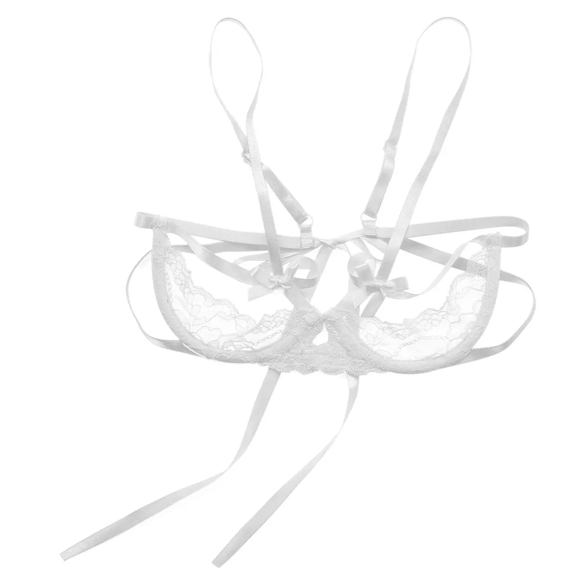 

Women Lingerie Erotic See Through Sheer Lace Bra Adjustable Straps Push Up Bralette Female Underwired Open Cups Sexy Bra Tops