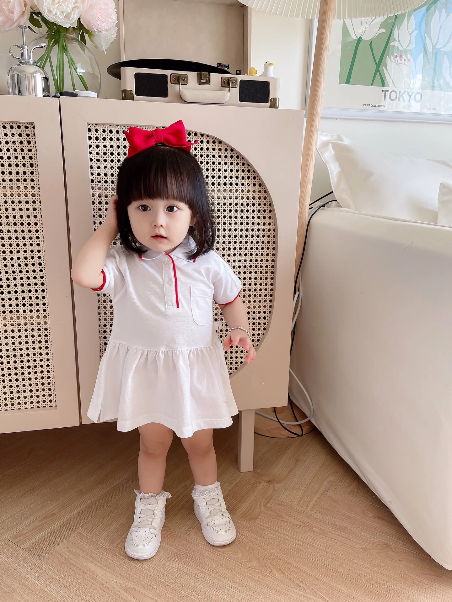 

Spring and summer girl's red lace dress with small underpants two piece baby cotton skirt baby autumn girl Polo skirt