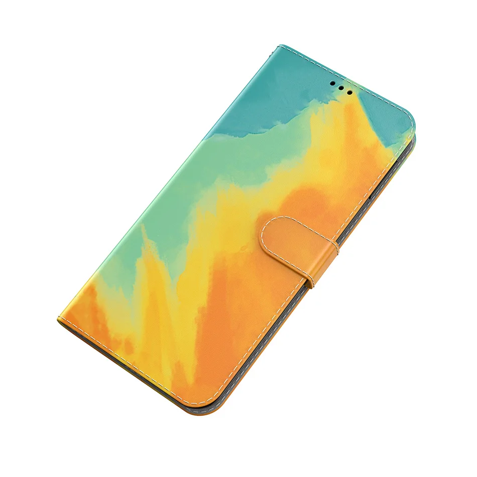 Чехол-книжка для Huawei Honor 8S 8A 9X P Smart 2021 Nova 5T P40 Lite P50 Pro Y5 Y6 2019 с рисунком акварельных