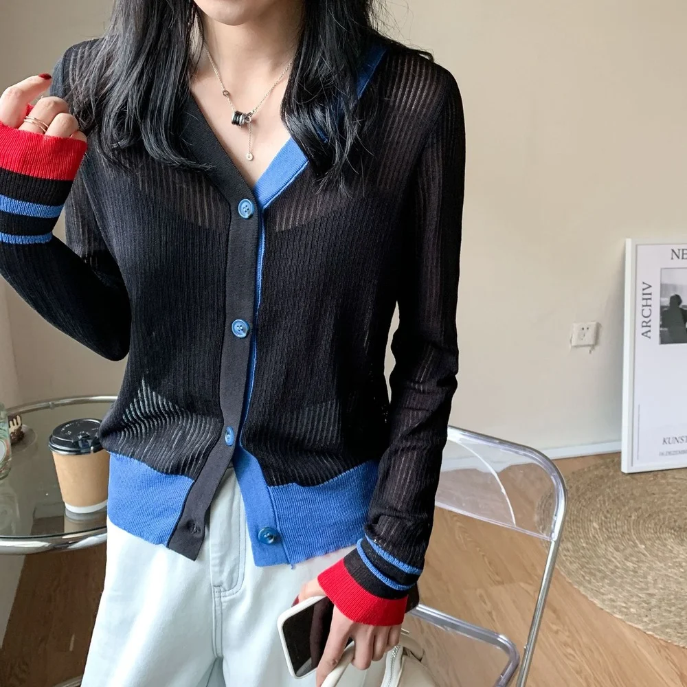 Женский свободный кардиган с V-образным вырезом в Корейском стиле |