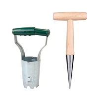 2pcs garden tool bonsai planting transplanter set agricultural portable device digging home dibber with hole puncher handheld