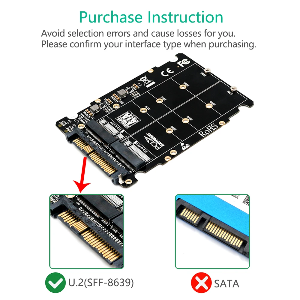 адаптер m 2 ssd в u 2 адаптер 2в1 m 2 nvme и sata bus ngff ssd