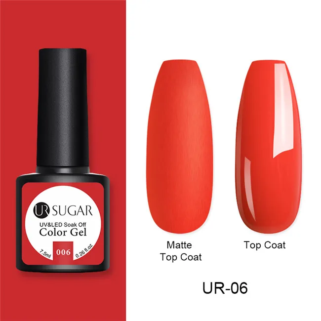 matte6 Ur Sugar 7,5 мл Гель-лак для ногтей осенний Матовый верхний слой цветной гель Полупостоянный замачиваемый УФ светодиодный Гель-лак маникюрный лак - Цвет: matte6