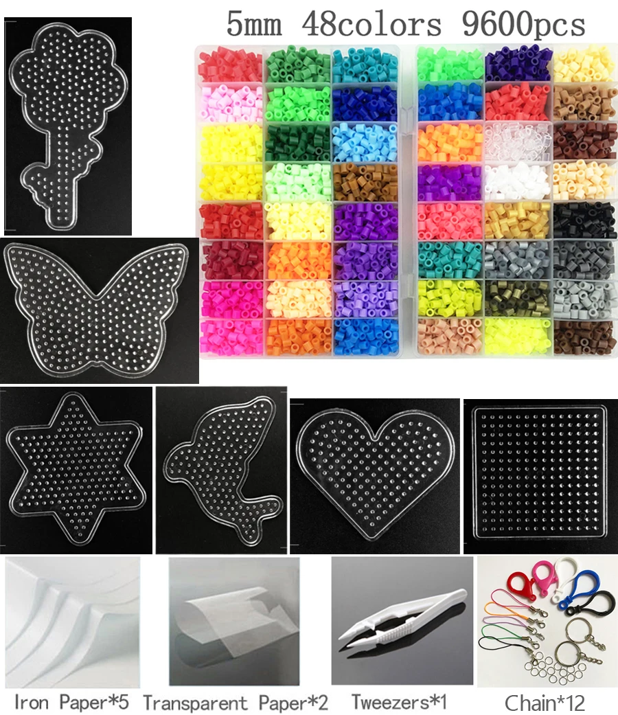 

Perler kit Bead Kit 5mm Hama beads Whole Set with Tool Pegboard and Iron 3D Puzzle DIY Toy Kids Creative Handmade Craft Toy Gift