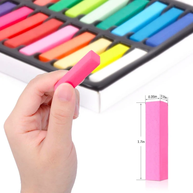 

Temporary 24 Colors Crayons for Hair Non-toxic Hair Color Chalk Dye Pastels Stick DIY Styling Tools for Girls Kids Party Cosplay